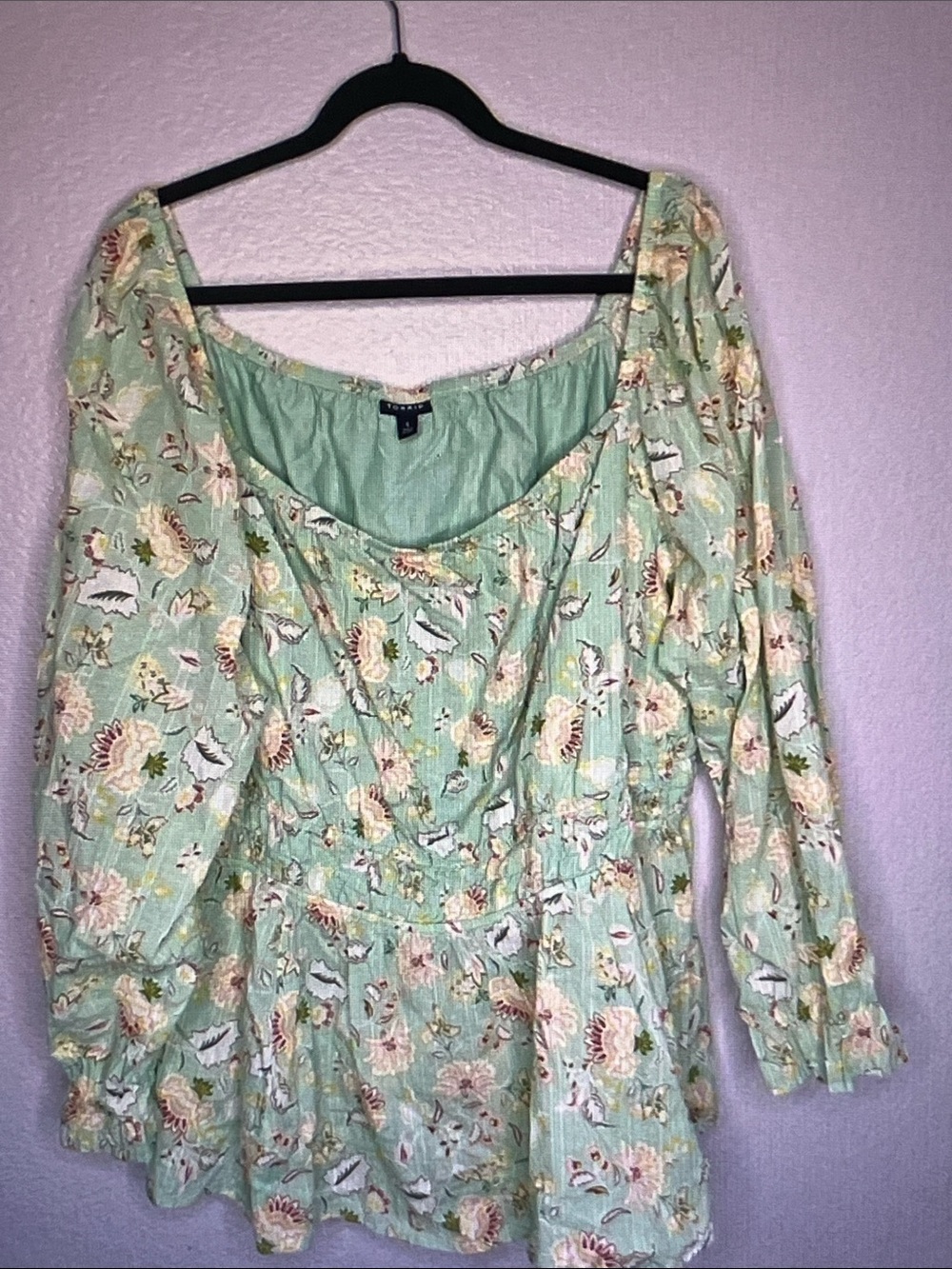 torrid Mint Green Floral Peasant Blouse